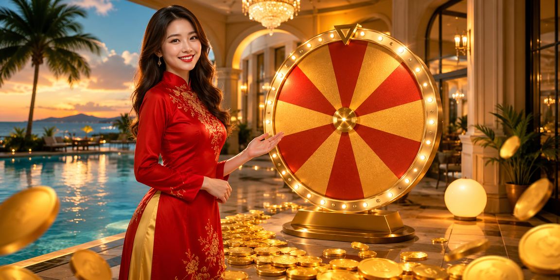 Cô gái mặc áo dài tại Đà Lạt tham gia quay số may mắn trên ứng dụng giải trí vtc9